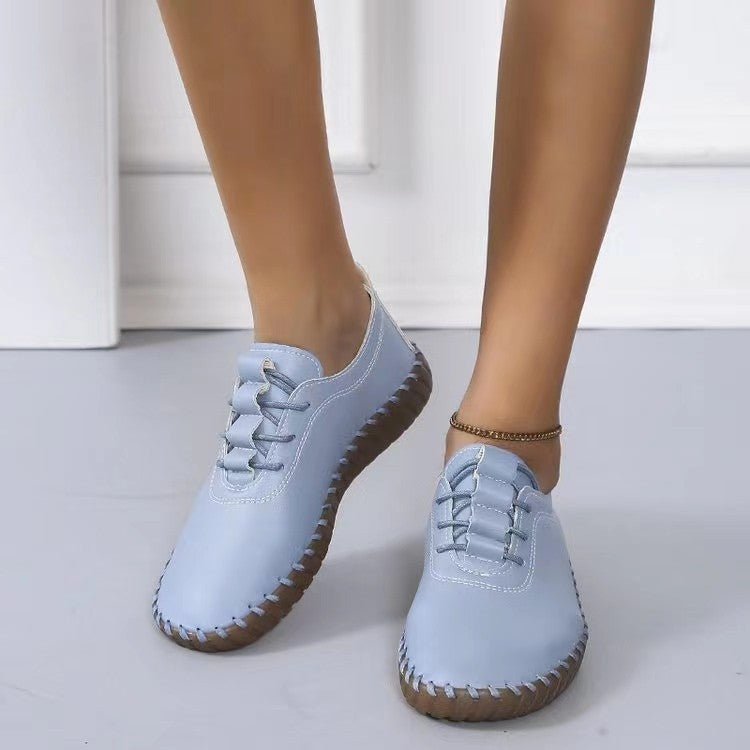 Women Lightweight Sneakers with Hand-Stitched Decorative Seam and Flexible Profile Sole Fashion Glam