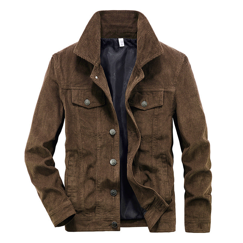Men's cord jacket made of fine corduroy with shirt collar, chest pockets, and quilted inner lining Fashion Glam