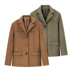 Women's short coat in blazer style made of suede imitation with lapel collar and patch pockets Fashion Glam