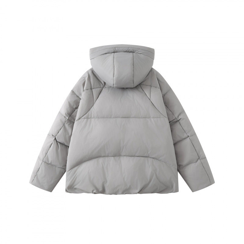 Unisex Short-cut thermal insulating puffer jacket with adjustable hood and two-way zipper Fashion Glam