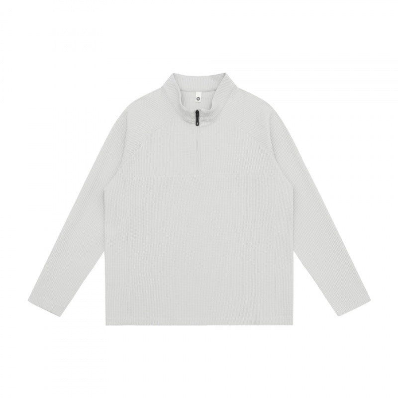 Unisex Chunky Knit Half-Zip Sweater with Stand Collar and Boxy Cut Fashion Glam