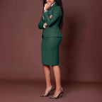 Women's Elegant Blazer and Skirt Set with Form-Fitting Silhouette Fashion Glam