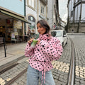 Women Tailored Polka Dot Trench Coat with Tie Belt Fashion Glam