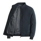 Men's lightweight blouson jacket with stand-up collar, striped lining, and zippered pockets Fashion Glam