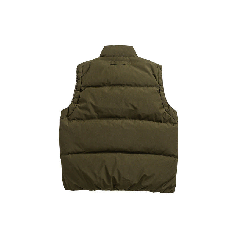 Unisex Padded Stand-Up Collar Vest with Two-Way Zipper and Drawstring Details Fashion Glam