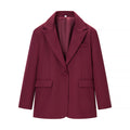 Women's Casual One-Button Blazer with Lapel Collar, Flap Pockets and Satin Lining Fashion Glam