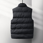 Men's Sleeveless Thermal Quilted Vest with Stand-Up Collar, Windproof Shell and Zipper Pockets Fashion Glam