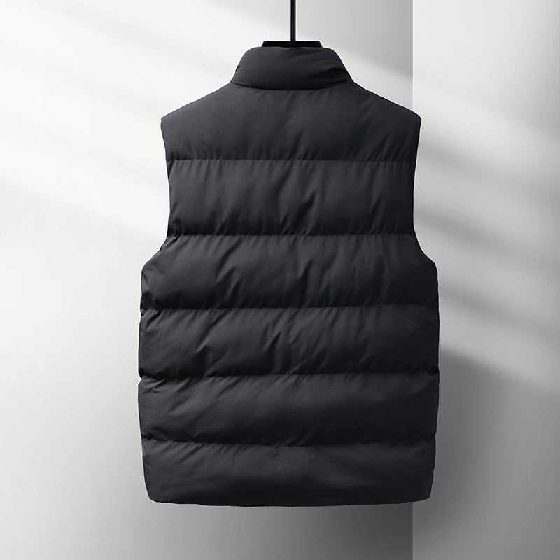 Men's Sleeveless Thermal Quilted Vest with Stand-Up Collar, Windproof Shell and Zipper Pockets Fashion Glam