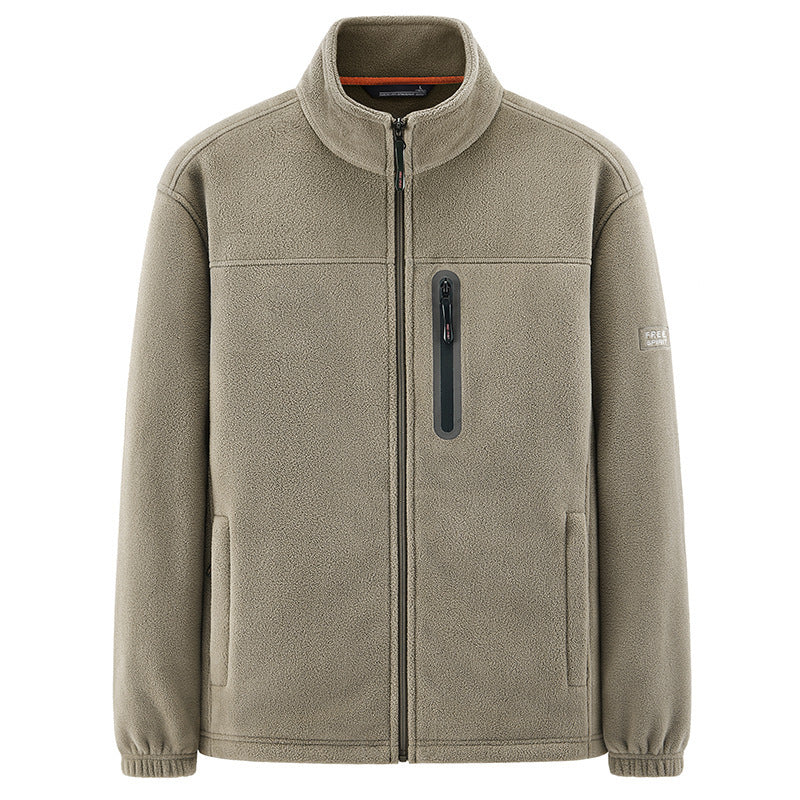 Men's Insulating Microfleece Functional Jacket with Waterproof Chest Pocket and Stand Collar Fashion Glam