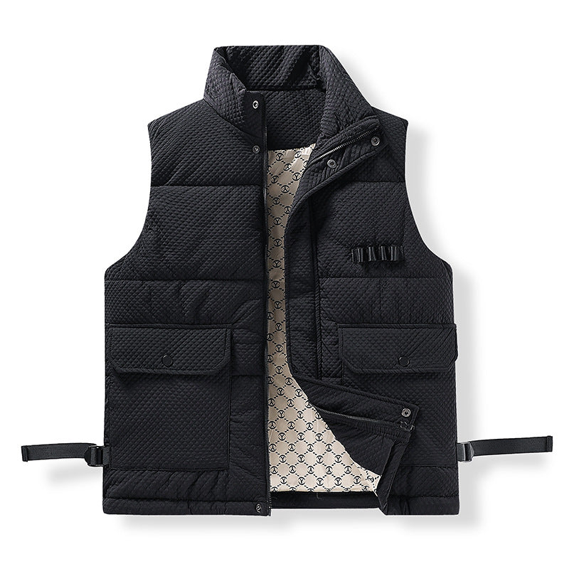 Men's utility quilted vest with thermal lining, front pockets and adjustable side straps Fashion Glam