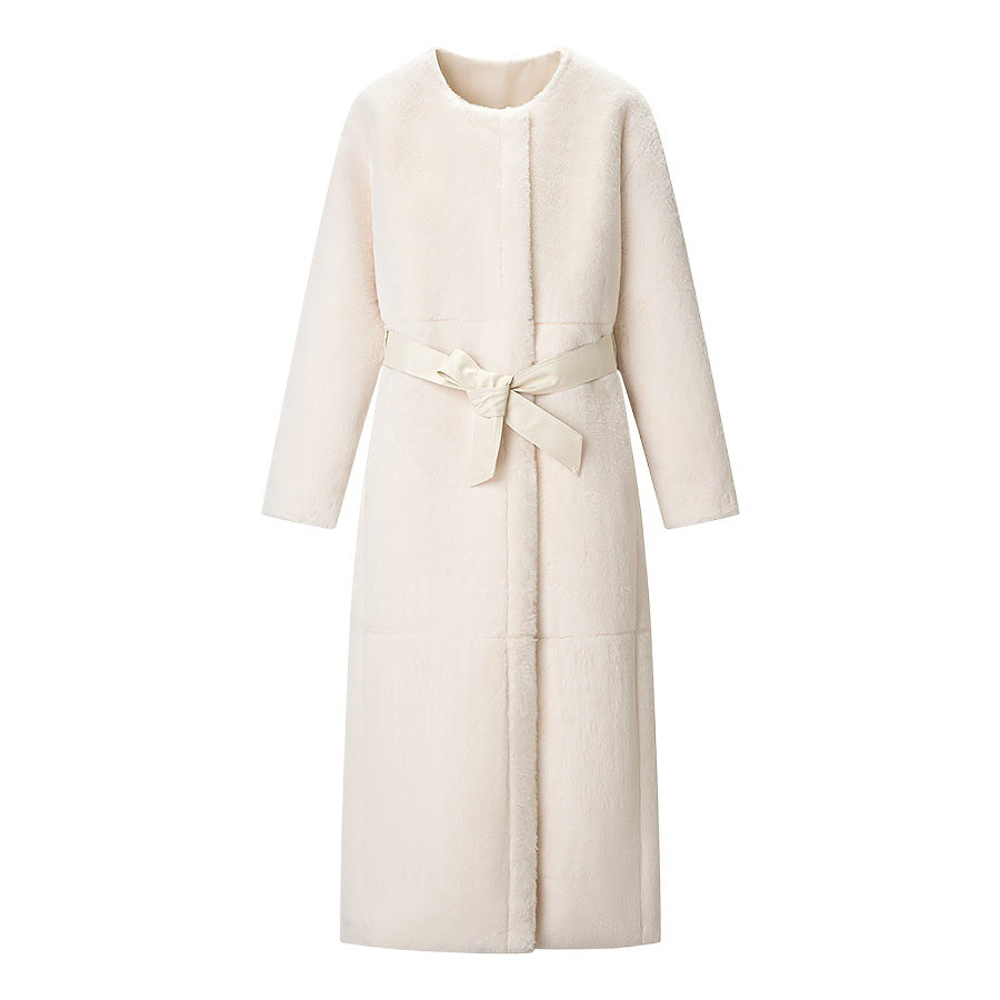 Women's Cozy Longline Teddy Coat with Clean-Cut Silhouette and Hidden Snap Placket Fashion Glam