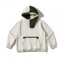 Unisex Oversize Hoodie with Contrast Insert, Snap Button Placket and Kangaroo Pocket Fashion Glam