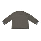 [Unisex] Oversize-Fleece-Henley-Pullover with half button placket, drawstring hem, and rolled sleeves Fashion Glam