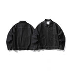 Unisex Kastige Denim Jacket with Full Zip, Shirt Collar and Patch Pockets Fashion Glam