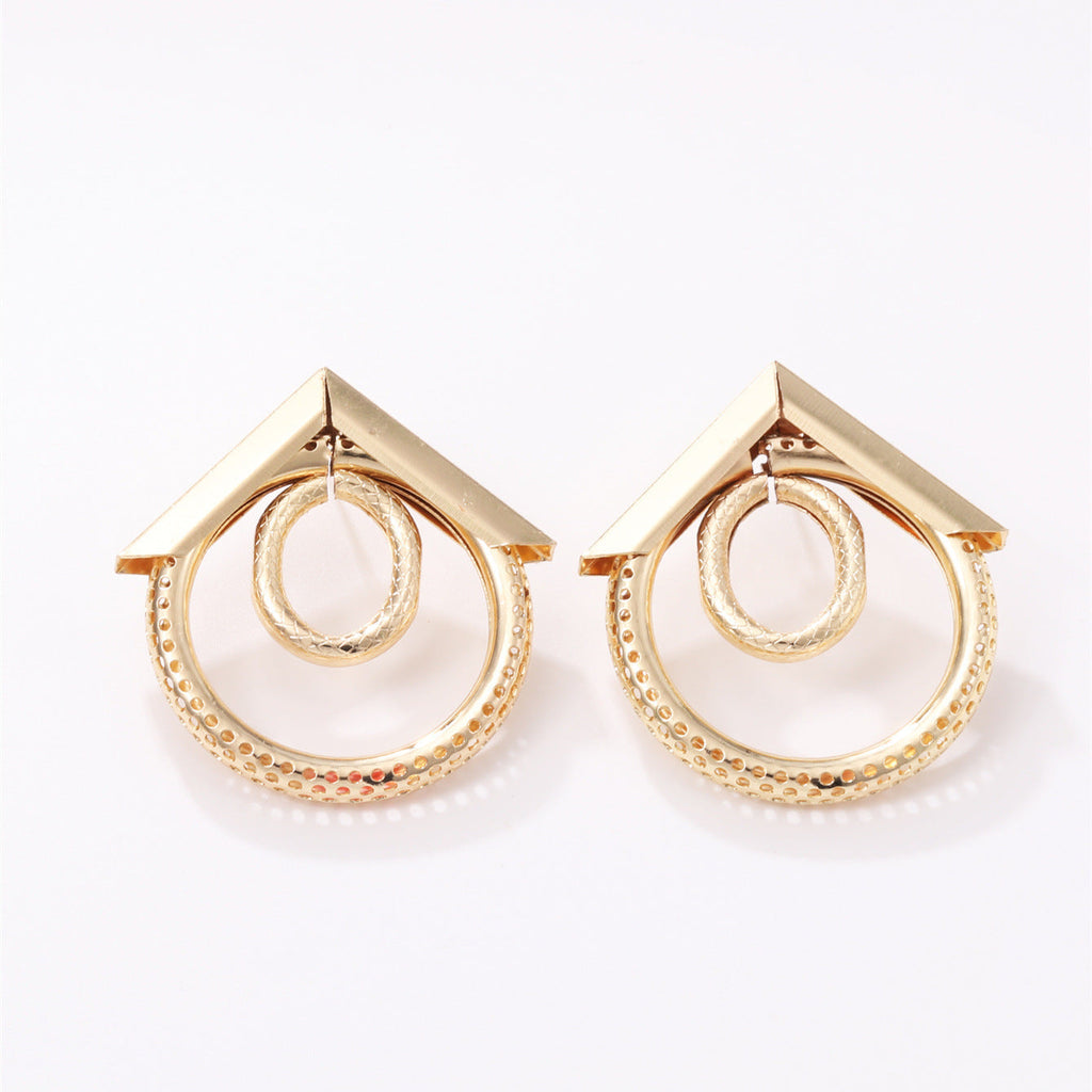 Women's Hanging Earrings with Elegant, Curved Ring Design Fashion Glam