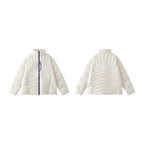 Unisex Boxy padded jacket with high stand-up collar and contrasting two-way zipper Fashion Glam
