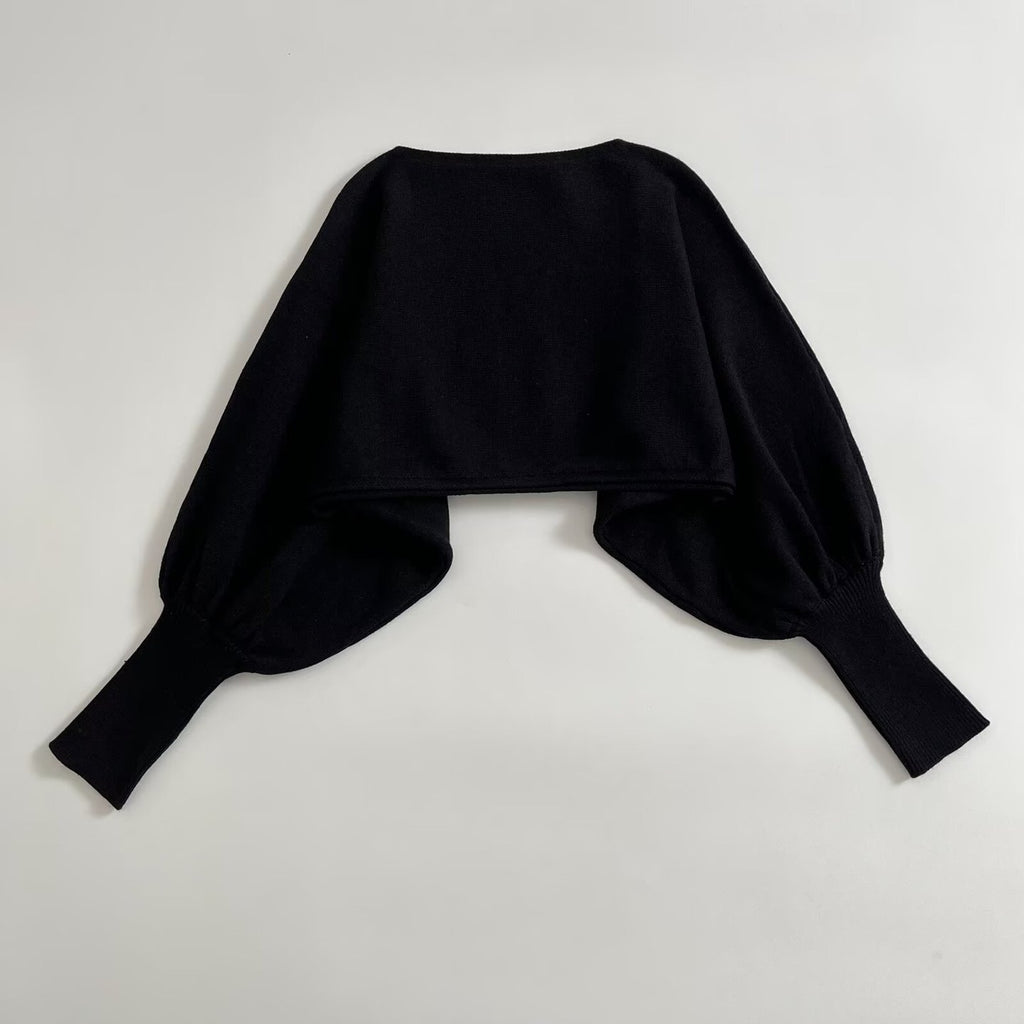 Ladies cropped bolero with wide batwing sleeves and long ribbed cuffs Fashion Glam