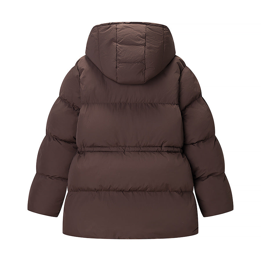 Women's quilted parka with shiny finish hood and adjustable drawstring Fashion Glam