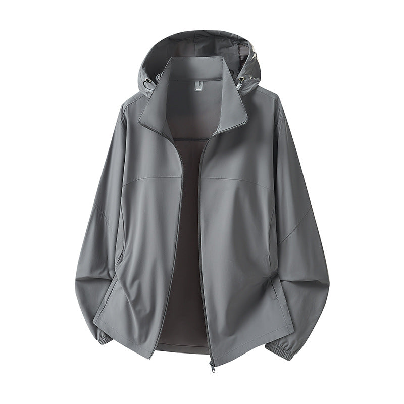 Men's Lightweight Hooded Rain Jacket with Breathable Softshell Material and Elastic Cuffs Fashion Glam