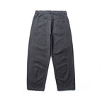 Men's Wide Tapered Denim Pants with High Waist and Prominent Step Closures Fashion Glam