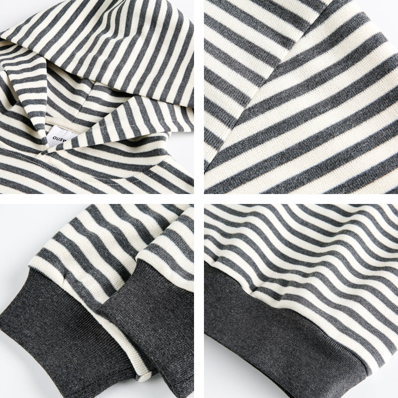 Unisex Striped Oversize Hoodie made of Cotton Blend with Ribbed Cuffs Fashion Glam