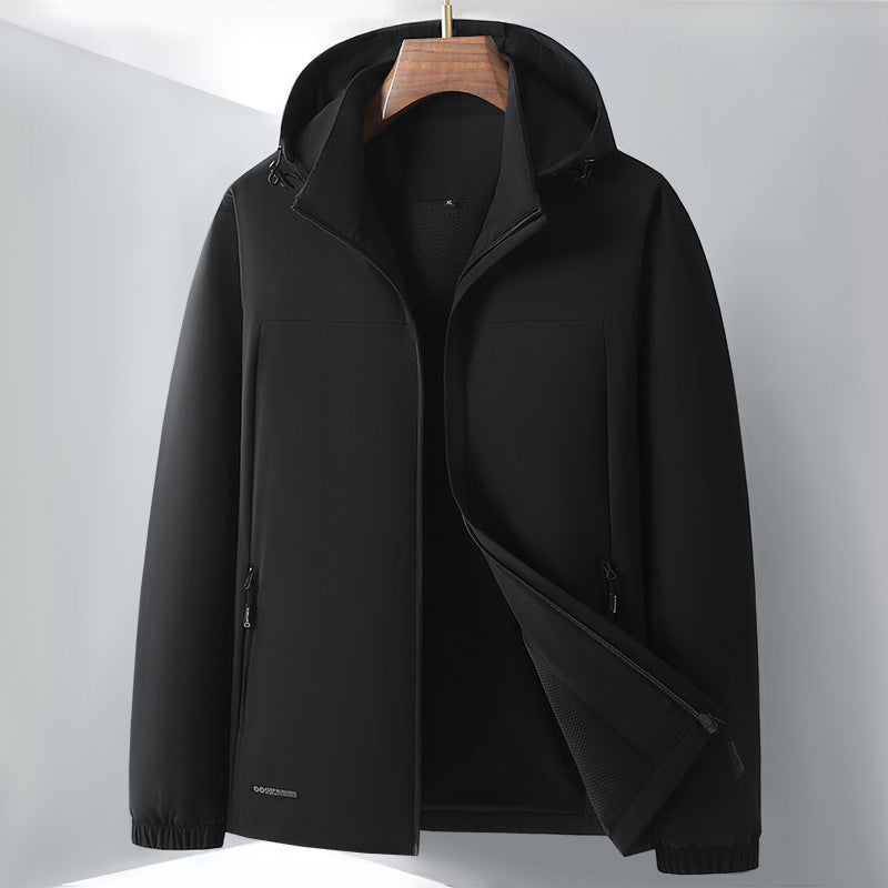 Men's Lightweight Softshell Hybrid Jacket with Hood, Breathable Mesh Lining and Hidden Zip Pockets Fashion Glam