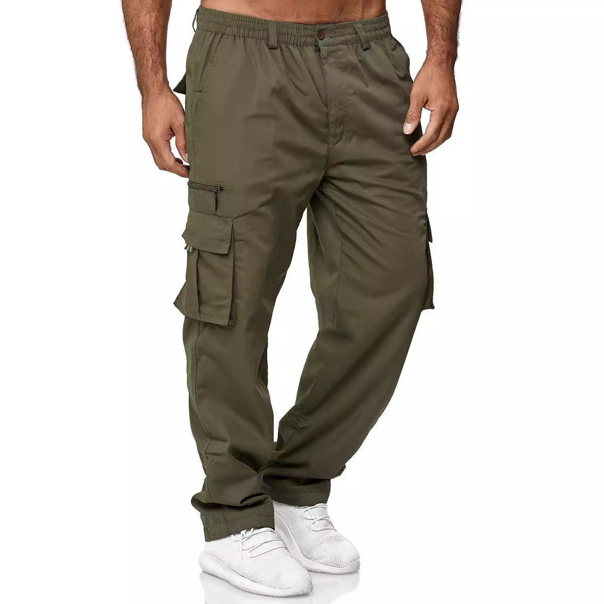 Men's cargo pants with elastic waistband and multifunctional pockets Fashion Glam