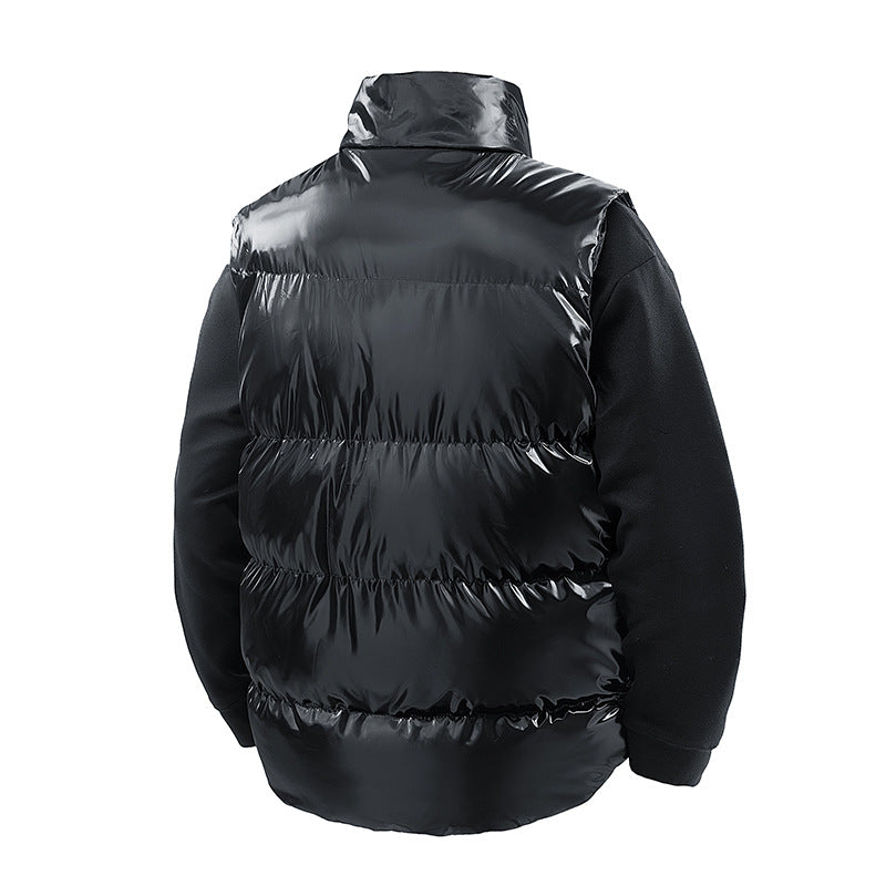 Men's Shiny Quilted Stand Collar Vest with Thermal Filling Fashion Glam