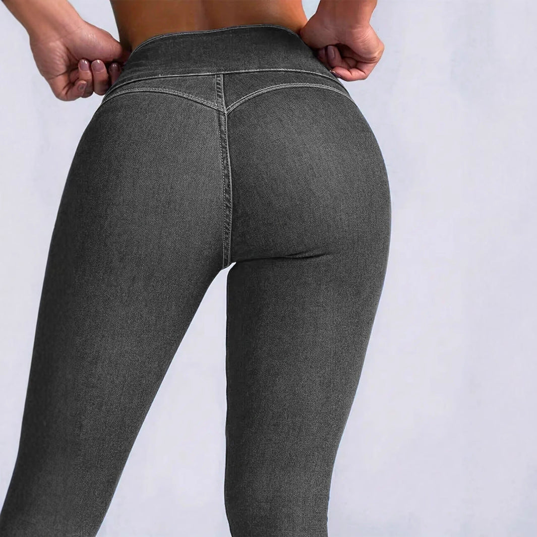 Women High-Waisted Sculpting Skinny Jeans with Waist-Shaping V-Waistband and Push-Up Effect Fashion Glam