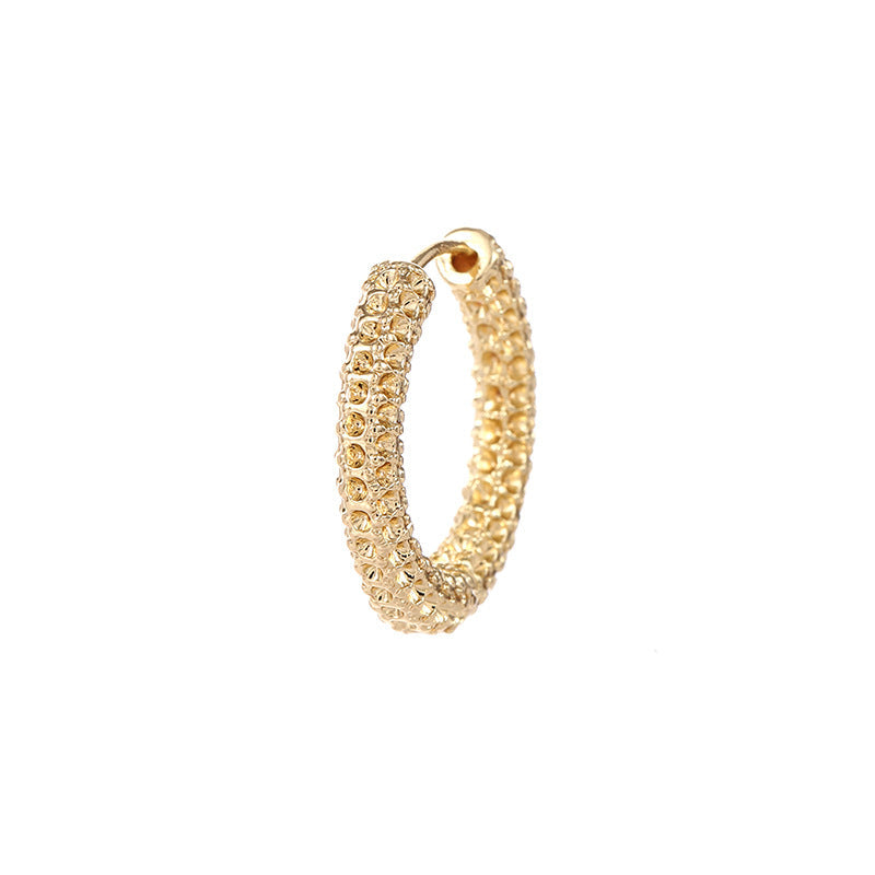 Women's hoop earrings with modern, textured design Fashion Glam