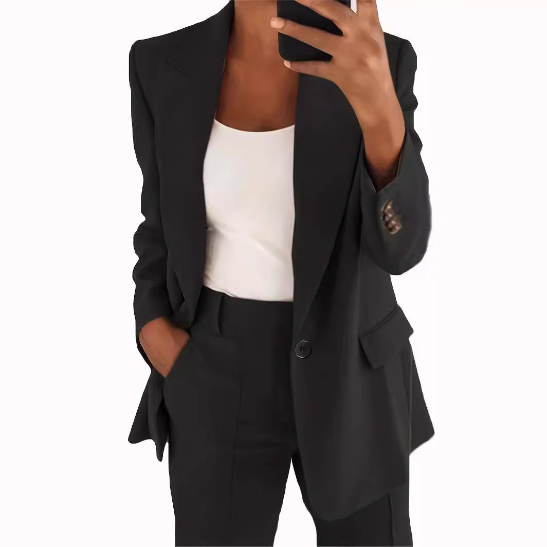 Women high-waisted straight-cut suit trousers with crease Fashion Glam