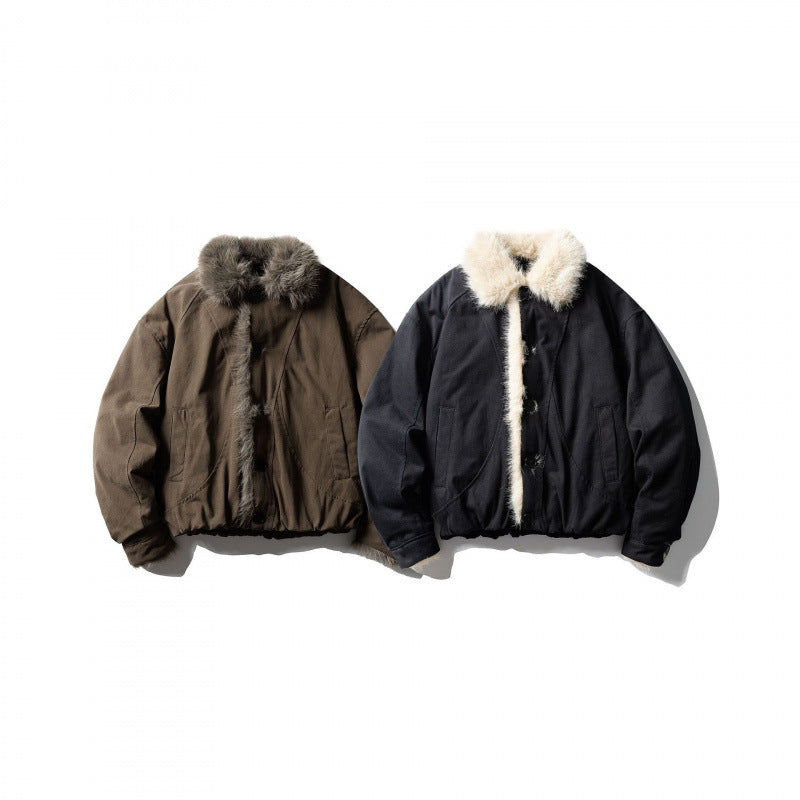 Men's short jacket in boxy bomber style with teddy trim and thermal lining Fashion Glam