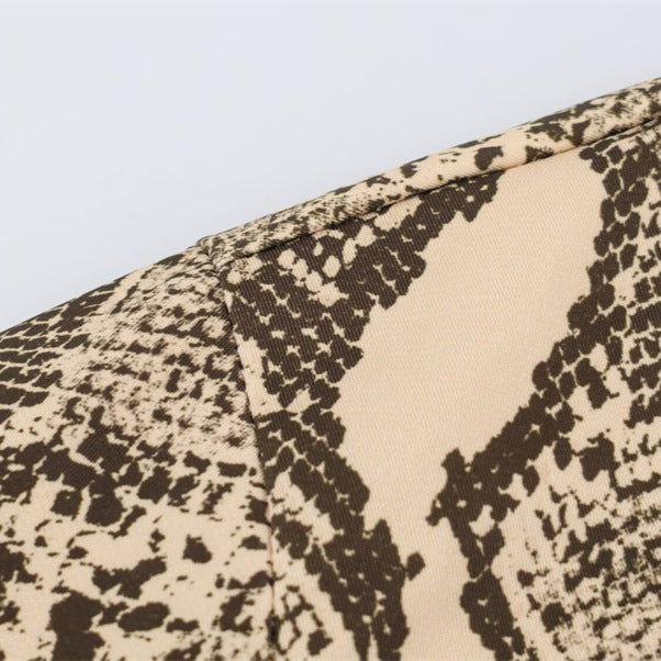 Ladies Oversize Bomber Jacket with Snake Print and Elastic Hem Fashion Glam