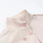 Women's Short Double-Breasted Trench Coat with Stand Collar, Tied Belt and Epaulettes Fashion Glam