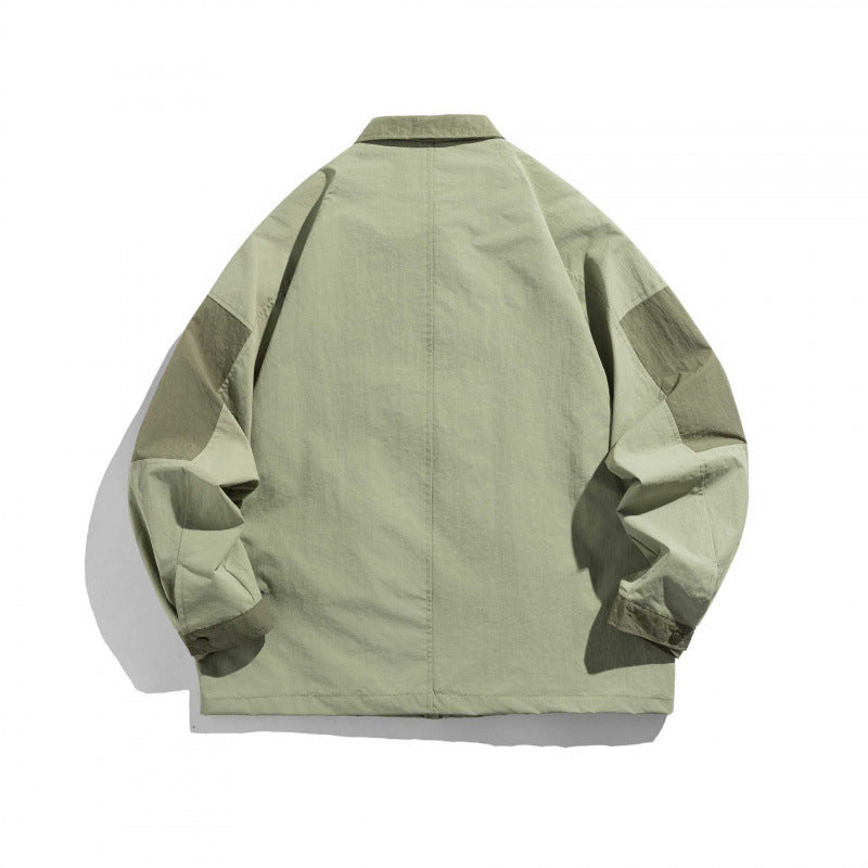 Unisex Oversize Utility-Field Jacket with patch pockets, contrast panels, and hidden zip placket Fashion Glam