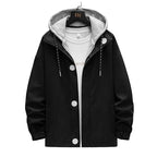 Men's two-layer hooded overlay jacket with contrasting inner hood and elastic cuffs Fashion Glam