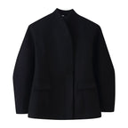 Women's Boucle Short Jacket with Boxy Silhouette, Concealed Button Placket and Flap Pockets Fashion Glam