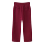 Women Elegant Two-Piece Blazer and Wide Leg Trousers Ensemble with Feather Trim on Sleeves Fashion Glam