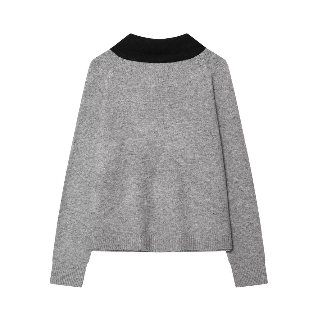 Women’s knit cardigan with oversized collar and bow pockets Fashion Glam