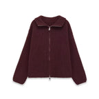 Women's Chunky Knit Zip Cardigan with Stand-up Collar and Oversized Silhouette Fashion Glam