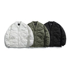 Unisex Oversized Padded Jacket with V-Neck, Snap Button Closure and Padded Insulation Fashion Glam