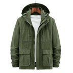 Men's Lightweight Outdoor Field Jacket with Hood, four patch pockets and concealed zipper Fashion Glam