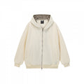 Unisex Oversize Hooded Sweat Jacket with Checked Lining, Full Zip and Ribbed Hem Fashion Glam