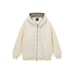 Unisex Oversize Hooded Sweat Jacket with Checked Lining, Full Zip and Ribbed Hem Fashion Glam