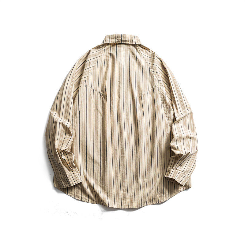Unisex Oversize-Longline Shirt with vertical stripe pattern and rounded hem Fashion Glam