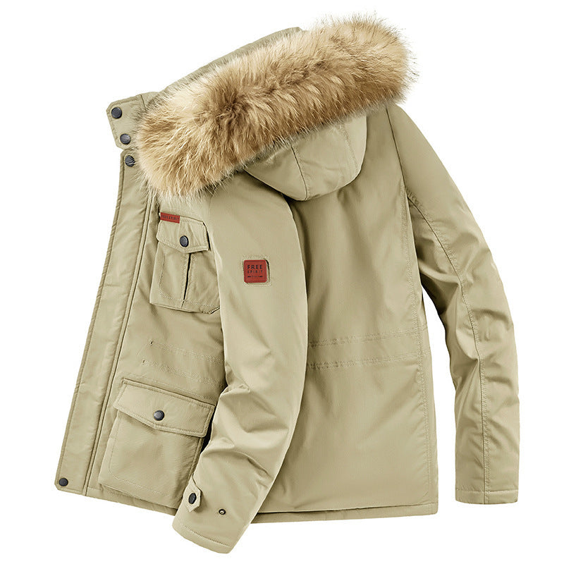 Men's Thermal Parka with Faux Fur Hood, Teddy Lining & Multiple Pockets Fashion Glam