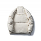 Unisex Kastig padded stand-up collar jacket with tree embroidery, chest flap pocket and drawstring hem Fashion Glam