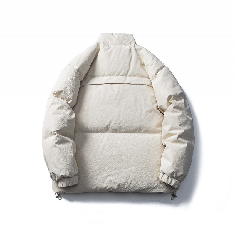 Unisex Kastig padded stand-up collar jacket with tree embroidery, chest flap pocket and drawstring hem Fashion Glam
