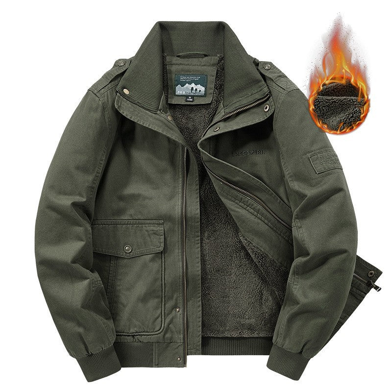 Men's Thermo-Field-Bomber Jacket with Teddy Lining, Stand Collar and Utility Pockets Fashion Glam