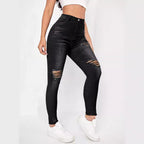 Women high-waisted Sculpting Skinny Jeans with targeted rips and shaping comfort waistband Fashion Glam